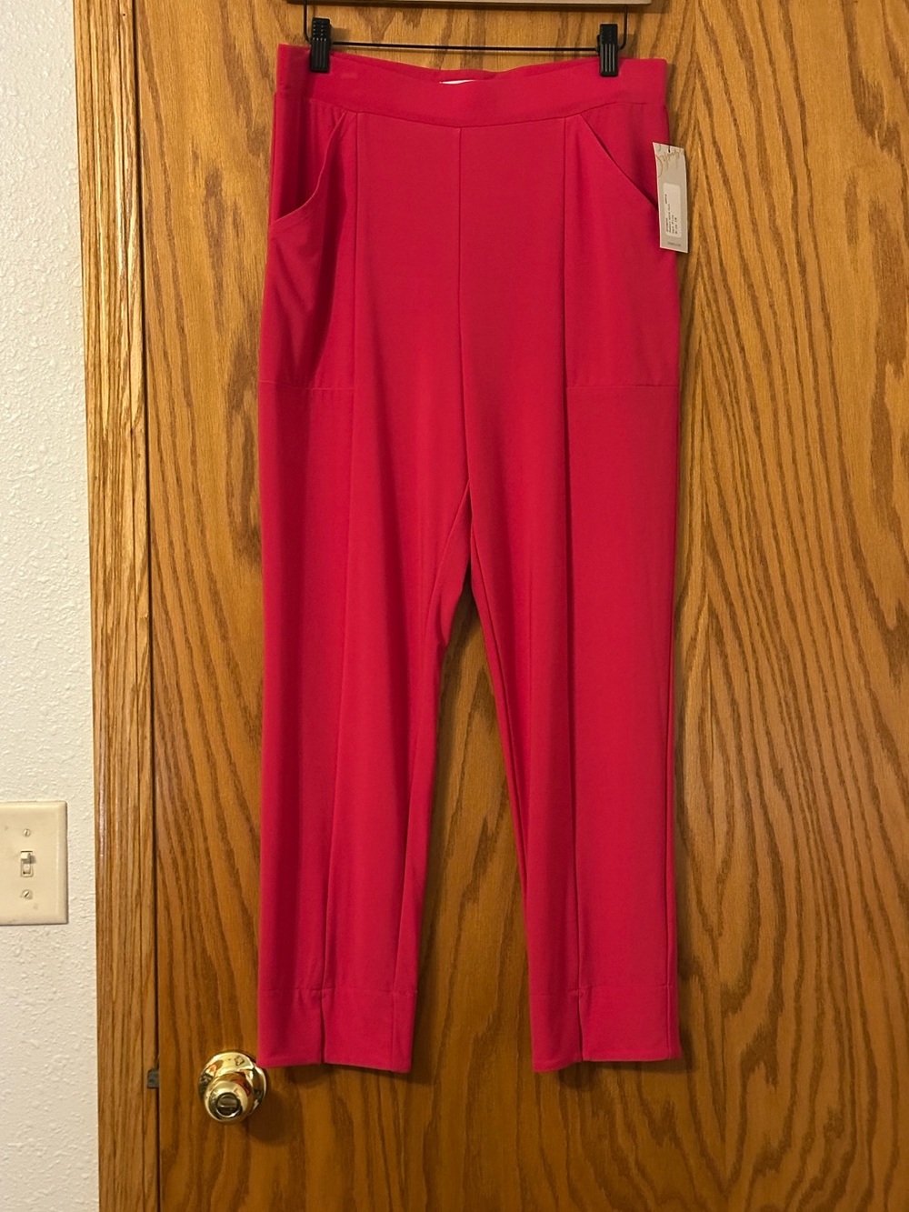 Sympli Hepburn Ankle Pants Women's Stretch Slim Tapered-Hot Pink - NWT - Size 10